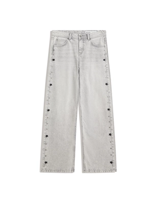 Джинсы свободного кроя с заклёпками-звёздами- Заказать в России