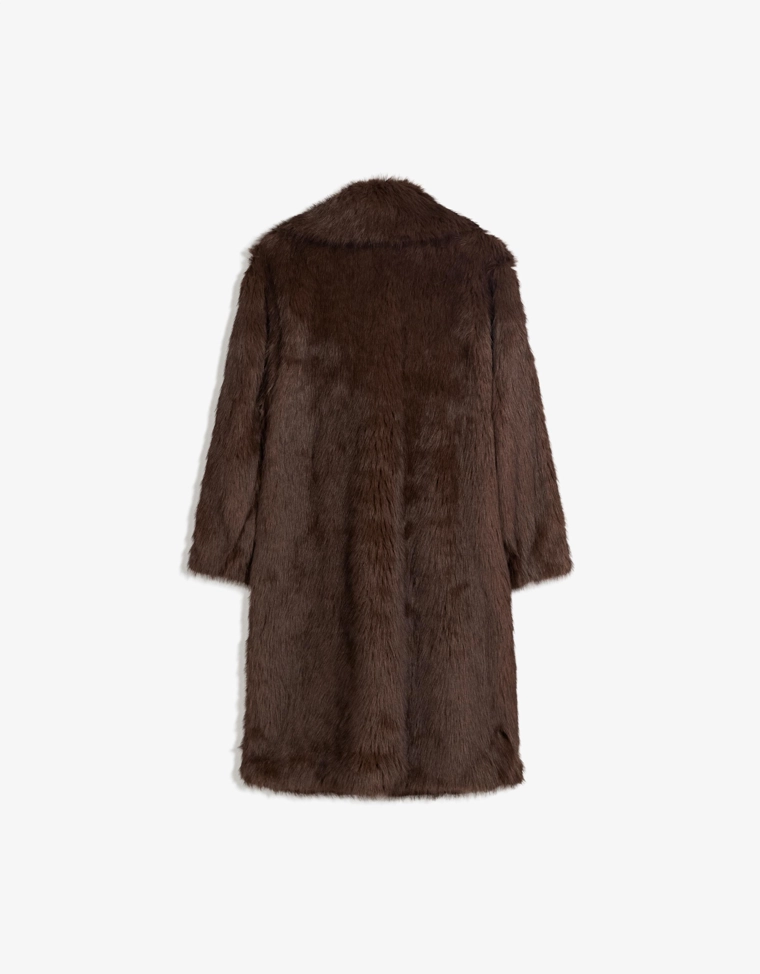 Длинное пальто из искусственного меха
