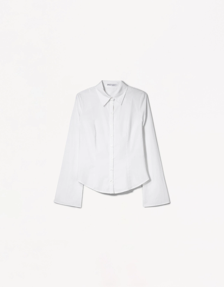 Рубашка облегающего кроя с расклешенными рукавами