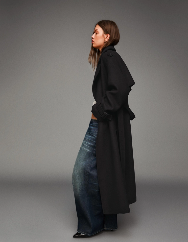 Тренч из шерсти оверсайз