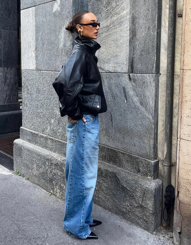 Куртка оверсайз из искусственной кожи