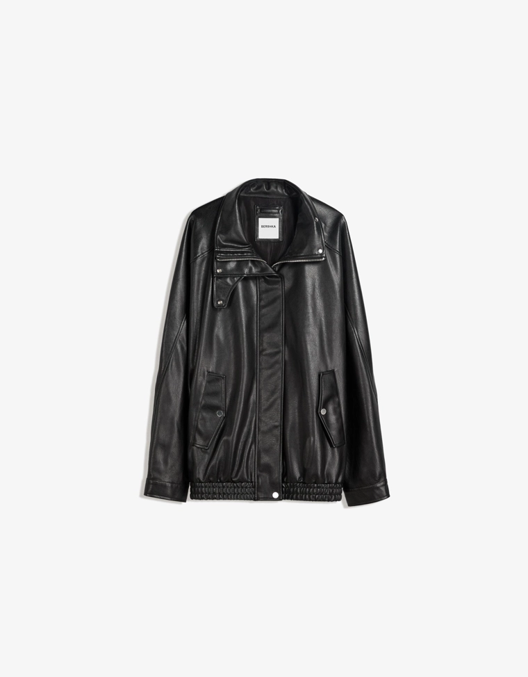 Куртка оверсайз из искусственной кожи