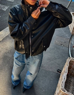 Куртка оверсайз из искусственной кожи- Заказать в России