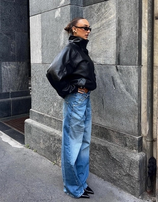 Куртка оверсайз из искусственной кожи- Заказать в России