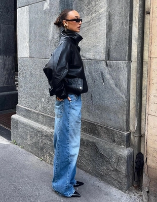 Куртка оверсайз из искусственной кожи- Заказать в России