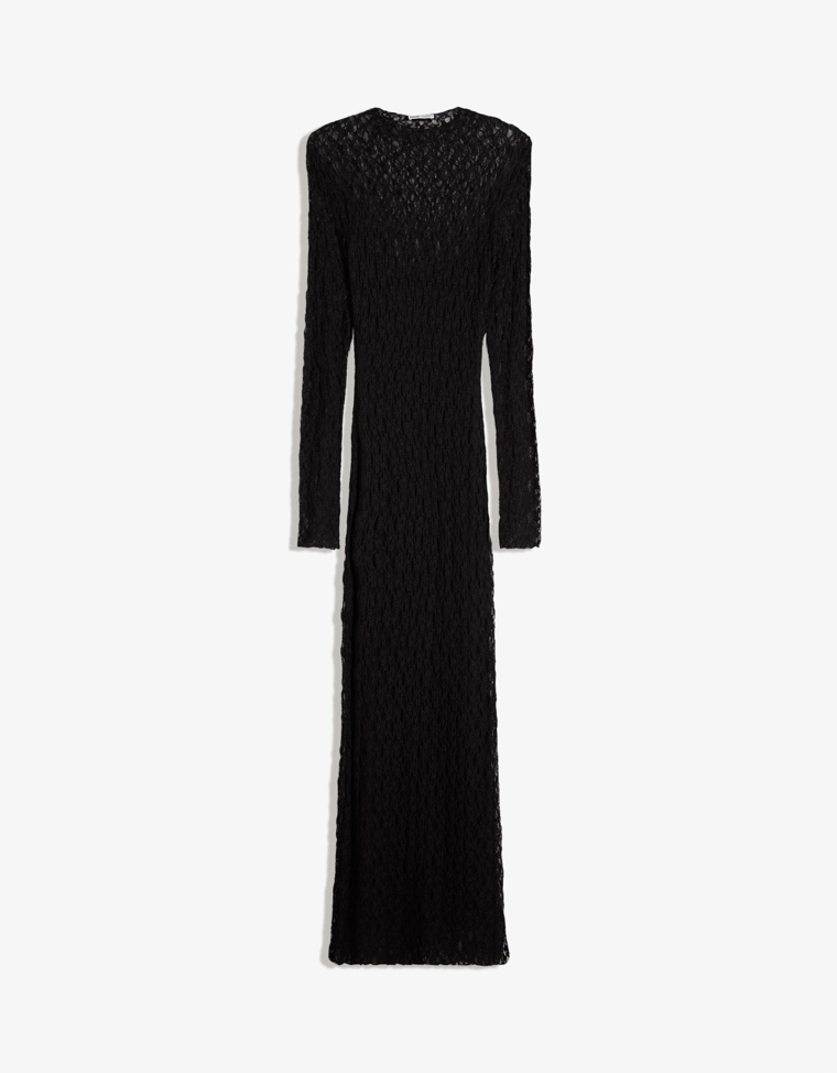 Кружевное платье миди с длинными рукавами