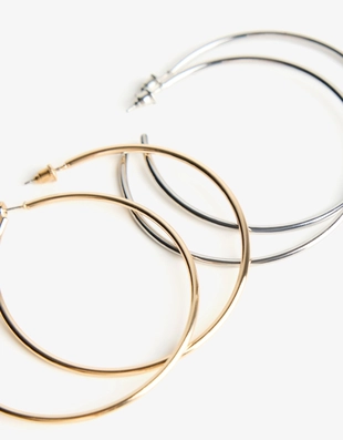 Набор из 2 пар серег-колец- Заказать в России