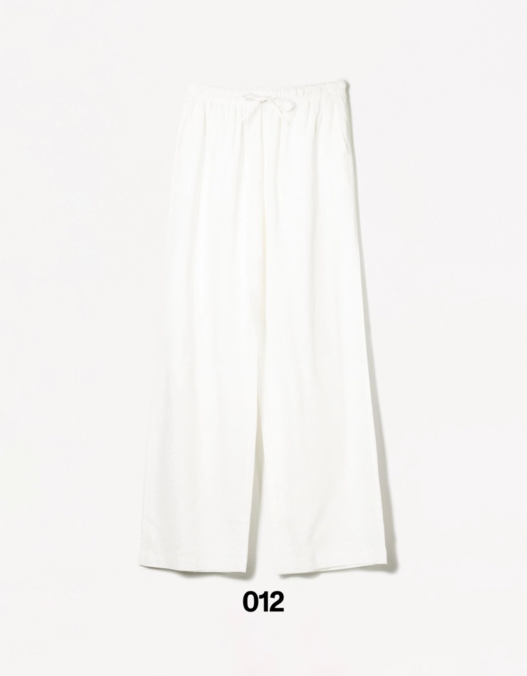 Брюки из смесового льна с эластичным поясом