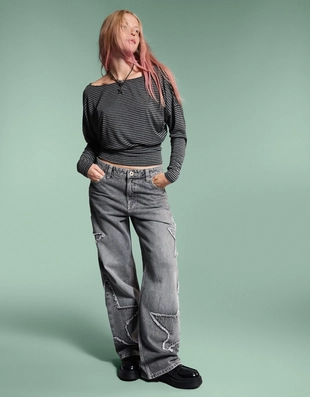 Футболка в полоску с длинными рукавами и поясом- Заказать в России