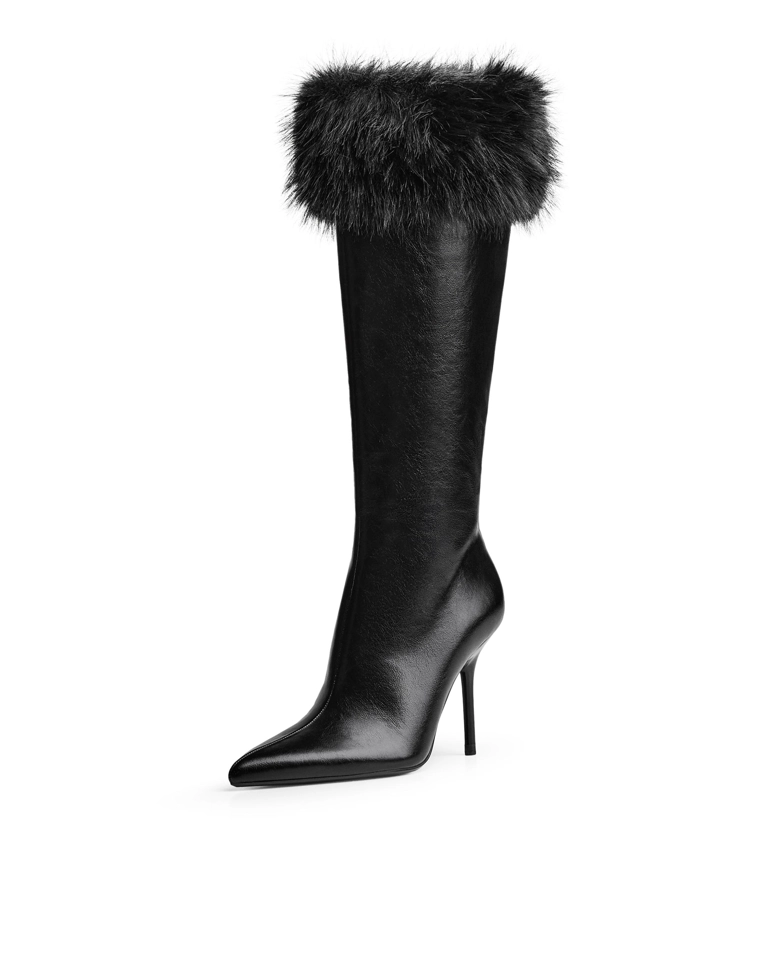 Сапоги на каблуке с мехом