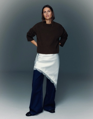 Свитер оверсайз с рифленым низом- Заказать в России