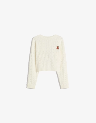 Cream | 7256/693/712 - Bershka Свитер с узором косы и вышивкой