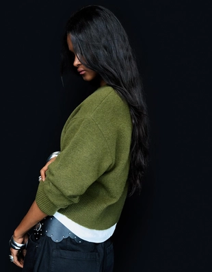 Свитер оверсайз с рифленым низом- Заказать в России