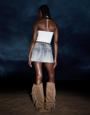 Джинсовая юбка-шорты мини- Заказать в России