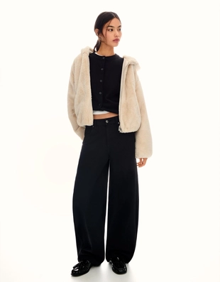 Куртка из искусственного меха с капюшоном- Заказать в России