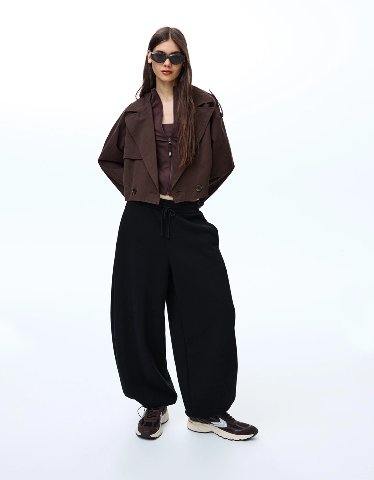 Брюки barrel из мягкой ткани с фиксаторами