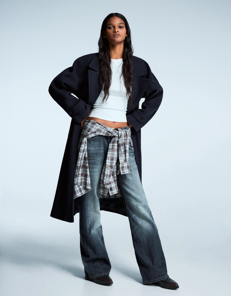 Тренч из мягкой ткани с поясом