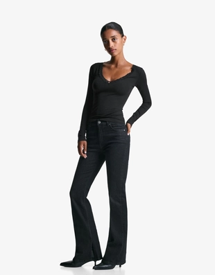 Лонгслив с кружевной отделкой- Заказать в России