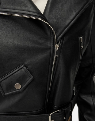 Куртка в байкерском стиле из искусственной кожи- Заказать в России