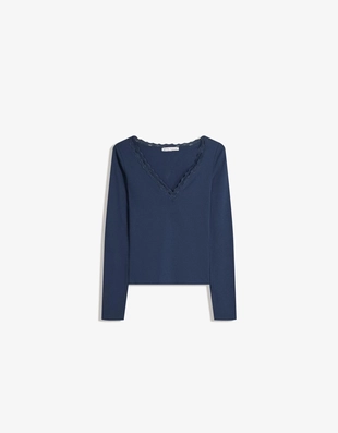 Лонгслив с кружевной отделкой- Заказать в России