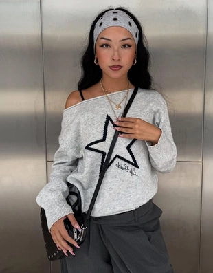 Купить Bershka Свитер с вырезом «лодочка» и принтом