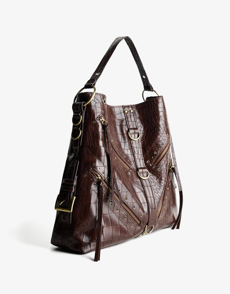 Большая сумка из искусственной кожи с заклепками