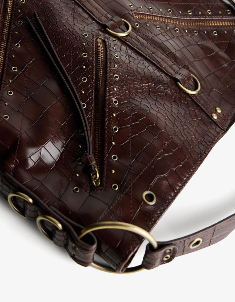 Большая сумка из искусственной кожи с заклепками