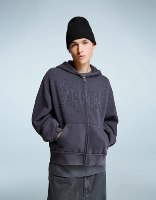 Укороченная толстовка на молнии геометрического кроя- Заказать в России