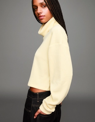 Свитер в рубчик с высоким воротником- Заказать в России