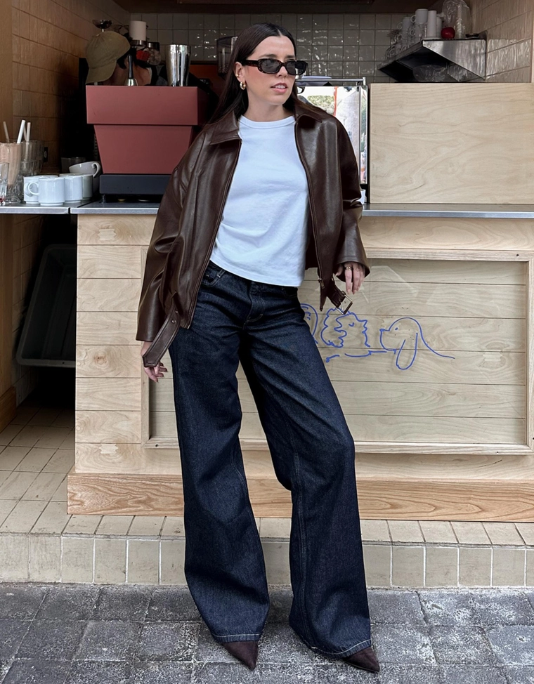 Куртка-бомбер из искусственной кожи с ремнем