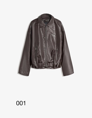 Куртка-бомбер из искусственной кожи с ремнем- Заказать в России