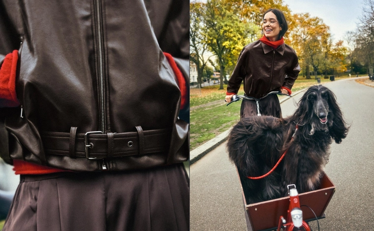 Куртка-бомбер из искусственной кожи с ремнем