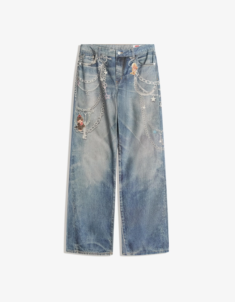 Джинсы Monchhichi свободного кроя с принтом