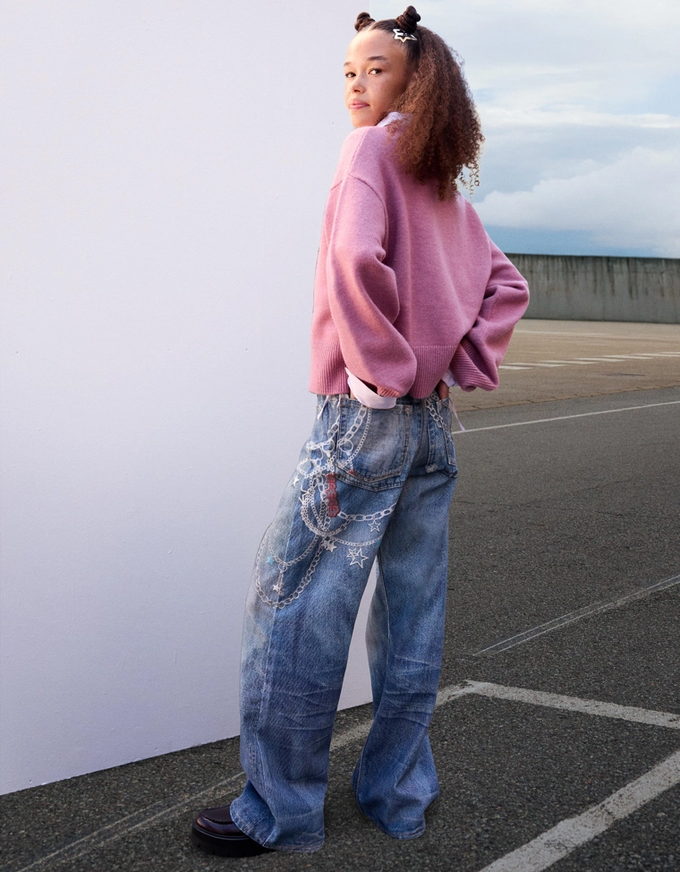 Джинсы Monchhichi свободного кроя с принтом