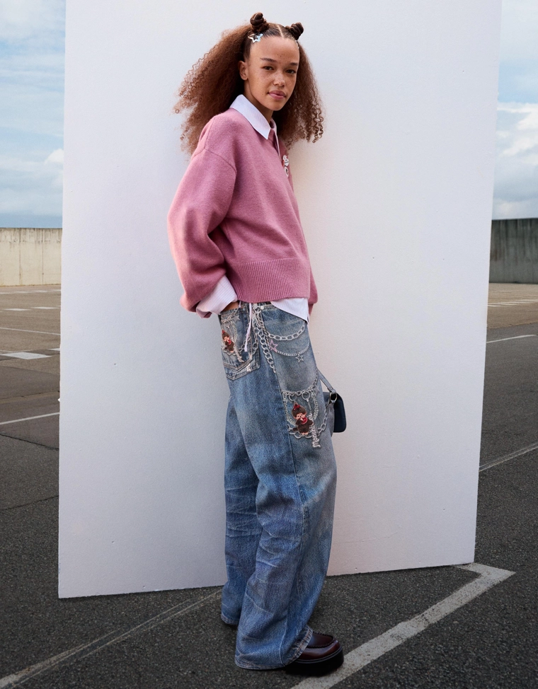 Джинсы Monchhichi свободного кроя с принтом