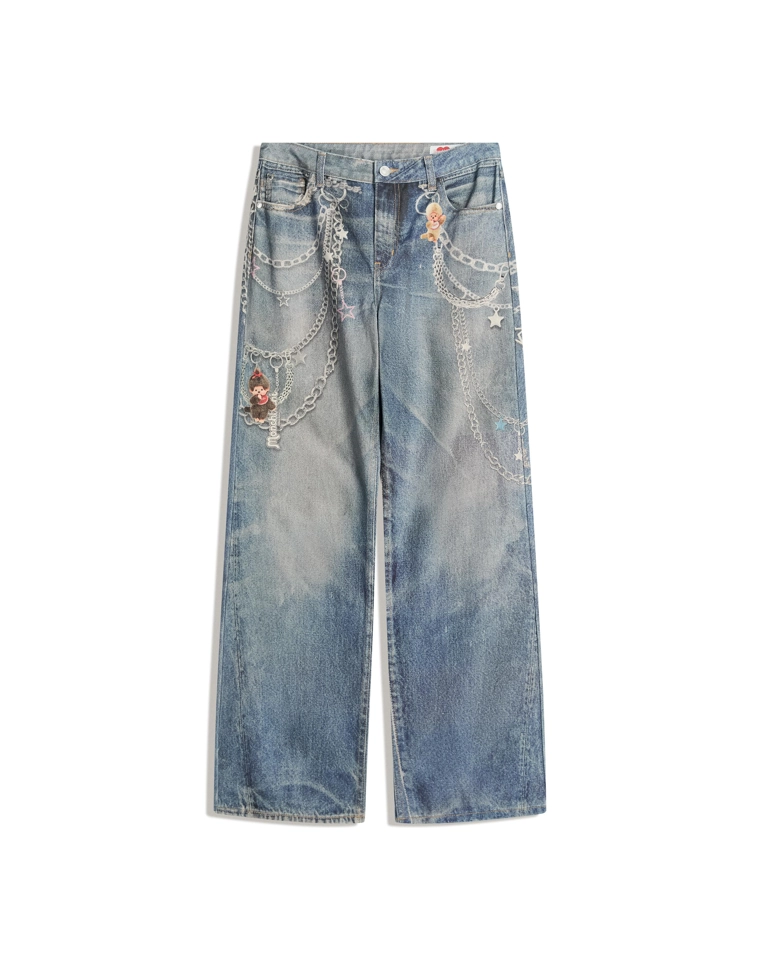 Джинсы Monchhichi свободного кроя с принтом