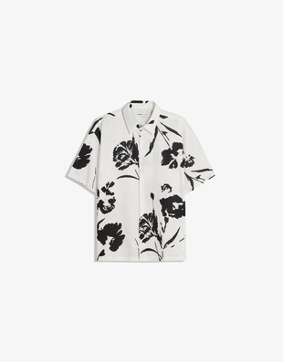 Рубашка в стиле рустик с короткими рукавами и принтом- Заказать в России