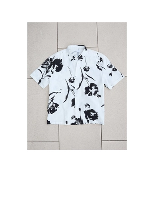 Рубашка в стиле рустик с короткими рукавами и принтом- Заказать в России