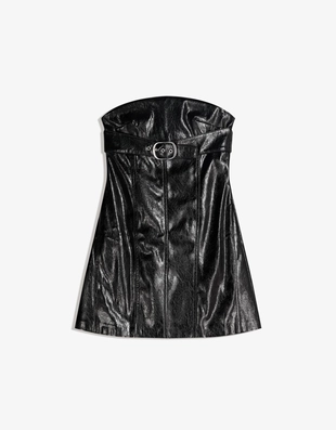 Мини-платье из искусственной кожи с пряжкой- Заказать в России