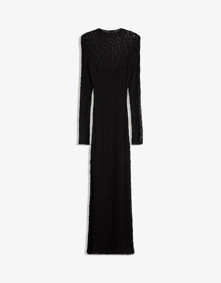 Кружевное платье миди с длинными рукавами