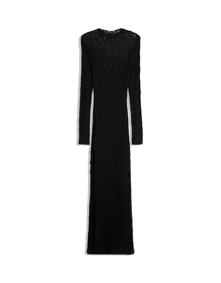 Кружевное платье миди с длинными рукавами