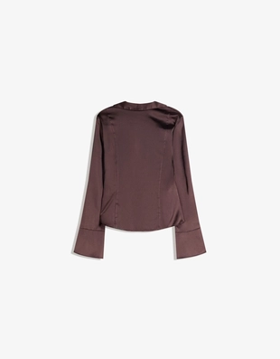 Сатиновая рубашка со шнуровкой- Заказать в России