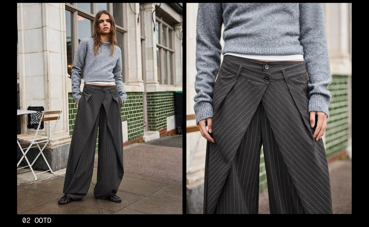 Брюки barrel со складками