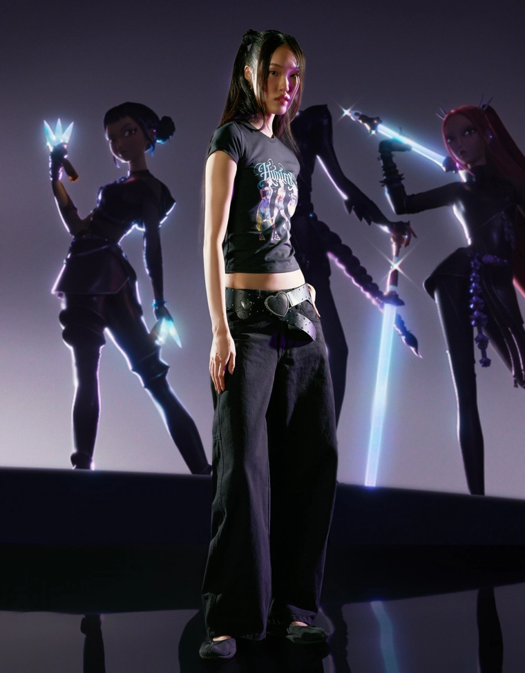 Футболка KPop Demon Hunters Huntr/x с короткими рукавами и принтом