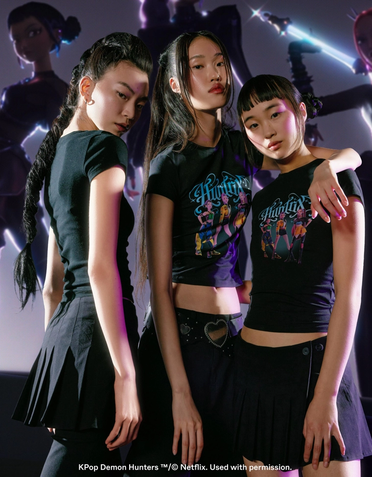 Футболка KPop Demon Hunters Huntr/x с короткими рукавами и принтом