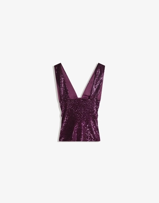 Облегающий топ со сборками и блестками- Заказать в России