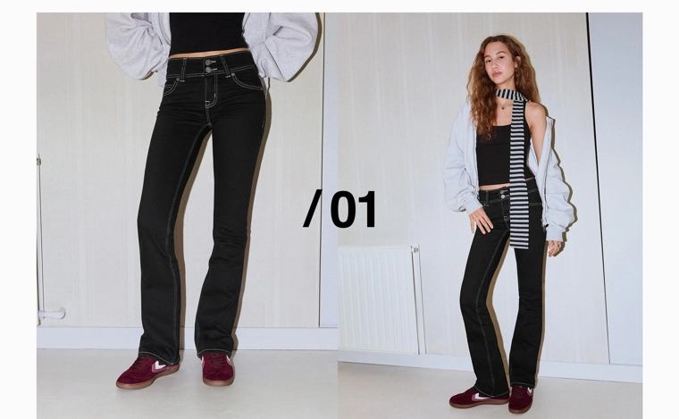 Джинсы bootcut с клапанами