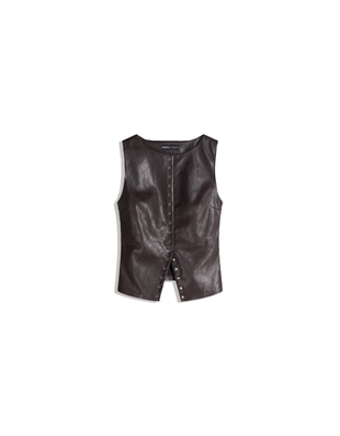 Топ из искусственной кожи с заклепками- Заказать в России