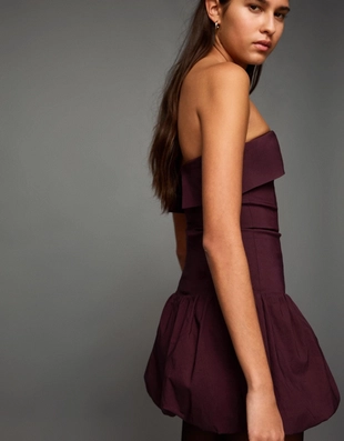 Платье-баллон мини с открытыми плечами- Заказать в России