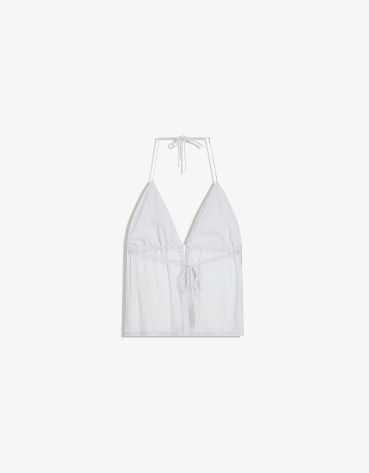 Топ с горловиной халтер с пайетками